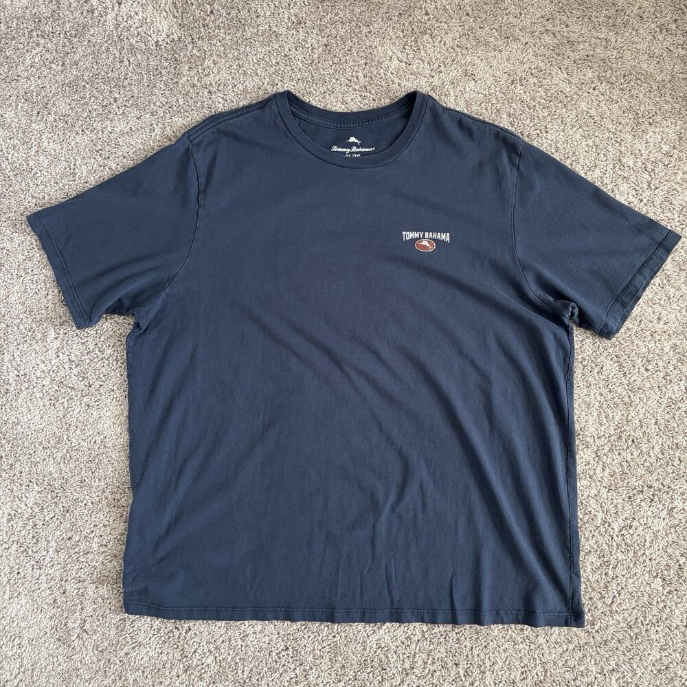 Tommy Bahama Blue T Shirt Size XL, " Ride Share", beach, coastal, casual, lounge